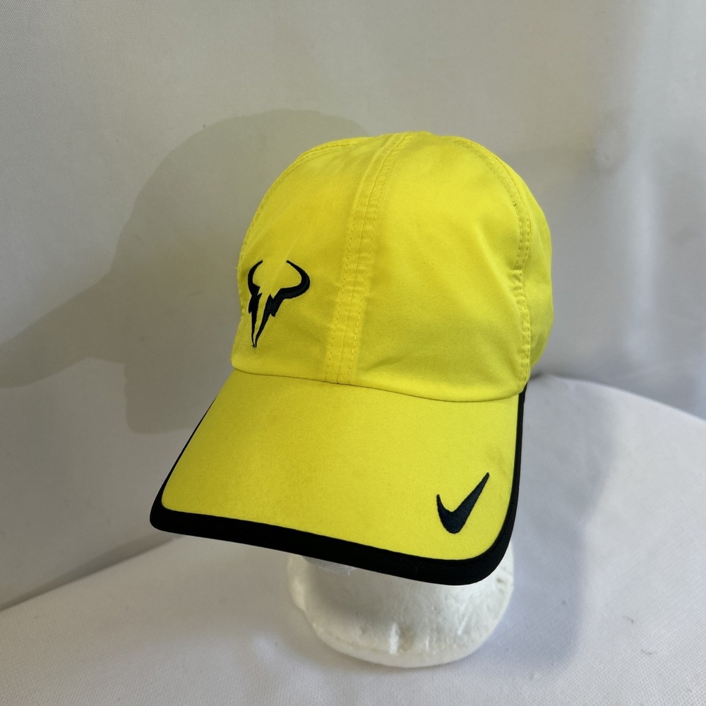 Nike Rafa Nadal Hat Cap Strap Back Yellow Dri-FIT Featherlight Mens OS Tennis